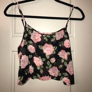 Forever 21 Floral Scalloped Adjustable Crop Top